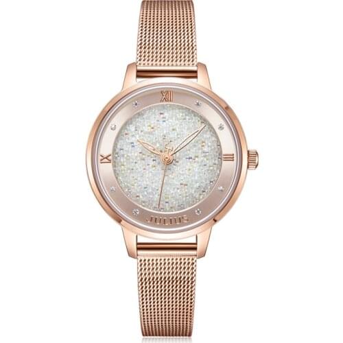 4 Colors Crystal Beans Julius Womens Watch Japan Mov't Hours Elegant Fashion Clock Stainless Steel Bracelet Girls Gift Box