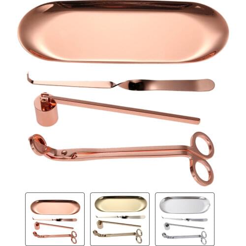 4pcs Candle Accessory Care Kit Wick Trimmer Candle Wick Dipper Scissor Snuffer Storage Tray Candle Extinguisher Repair Tool Set