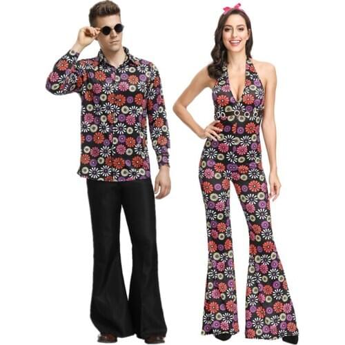 60s 70s Retro Hippie Peace and Love Cosplay Adult Halloween Costume Carnival Party Women Men Group Fancy Dress Couples
