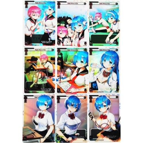 9pcs/set Rem Re Fine Pick Sexy Girls Toys Hobbies Hobby Collectibles Game Anime Collection Cards