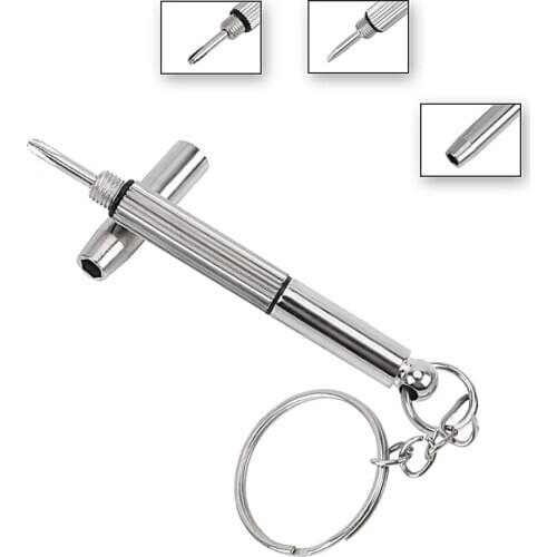 Screwdriver Key Ring Mini Alloy Watch Glasses Repair Tool 3 in 1 Phillips and Slotted Screwdriver Combination Practical