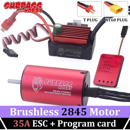 SURPASS HOBBY 2845 Brushless Motor 2800KV 3800KV 3100KV 4400KV 5900KV with Waterproof 35A ESC Program Card for 1/12 RC HPI Car
