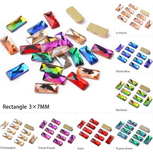 20 pcs/pack Shiny Rectangle Diamond Glass 3D Nail Art Rhinestone Decorations Crystal Jewelry Manicure Design Accessories