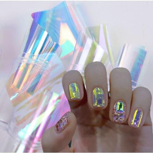Color Aurora Nails Foil Film Sticker Cellophane Paper Korean Nail Glass Foils Trend Design Ice Cube Manicure Nail DIY Decoration