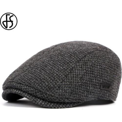FS Mens Flat Cap Beret Hat Women Soft Newsboy Caps Winter Black Gastby Ivy Knitted Hats British Western Gatsby Berets Caps