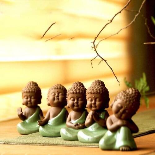 XINCHEN Ceramic Crafts Creative Home Decoration Living Room Feng Shui Ornaments Cute Little Buddha Zen Like Pots Furnishings