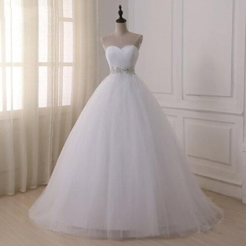 Classic Wedding Dresses Sweetheart Sleeveless Bridal Dresses Beading Pleat Ball Gown Sweep Train Bridal Gowns Vestido De Noiva