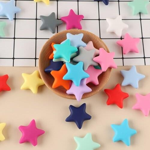 Kovict 10Pcs New Cute Star Silicone Beads Baby Molar Teether DIY For Pacifier Chain Necklace Accessories Chewable Nursing Toys