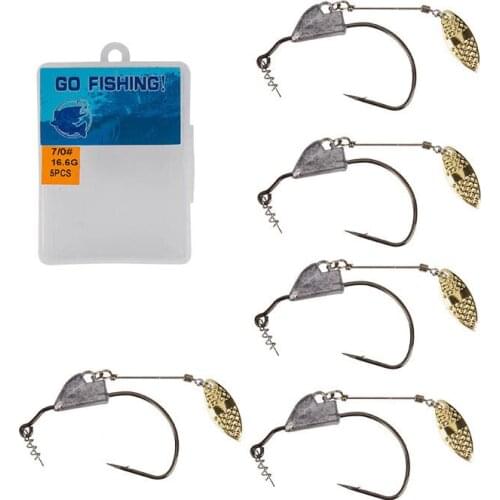 5 Pcs Exposed Jig Crank Head Barbed Hook Crank Offset Fishing Hook Fish Hooks Fit for Texas Rigs Fishing Tackle
