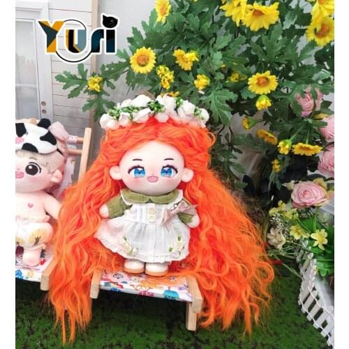 Little Witch No Attributes Kpop Idol Star Orange Long Curly Hair 20cm Plush Doll Body Cute Toy YK Sa