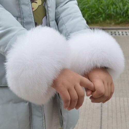 JKP New Real Fox Fur Cuffs Arm Sleeves Women Fashion Winter Clothes Accessories Warm Wrist Cuff Temperament Cute Fur Cuffs