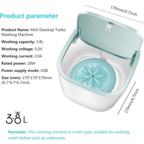 Mini Portable Turbo Washing Machine Underwear Panties Tie Socks Cleaning USB Washing Machine Apartment 3.8L 18W