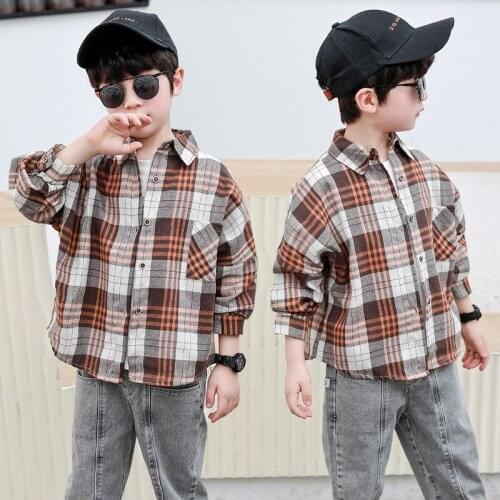 DIIMUU Fashion Baby Girl Boy Plaid Shirt Jacket Cotton 4-13 Years Children Boys Shirt Spring Fall Baby Casual Tops Coat Clothes