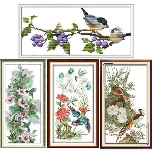 Flowers and birds series counted cross stitch kits 11CT 14CT printed pattern crafts DMC sewing needlework embroidery sets decor