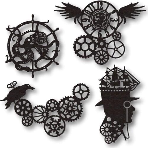 2021 new creative punk gear metal cutting die decoration background scrapbook greeting card crafts blade punching template