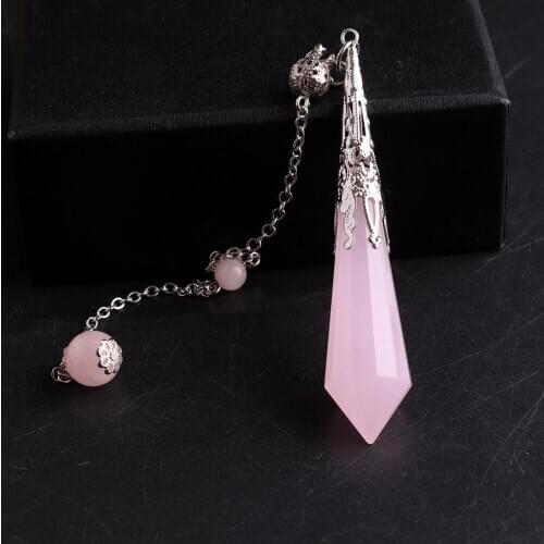 New Arrive High Quality Natural Stone Facet Reiki Pendulum for Dowsing Pendants Healing sliver Pendule Chakra Crystal Jewelry