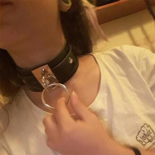 Harajuku Oversized Choker necklace Sexy Pu leather women Collar Bondage Goth Belt Choker Gothic necklace punk jewelry club party
