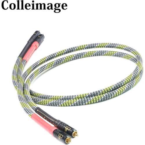 Colleimage Hifi Stereo Pair RCA Cable 5N OCC Silver plated Audio Cable AMP Signal Audiophile 2RCA Male to Male Audio Cable