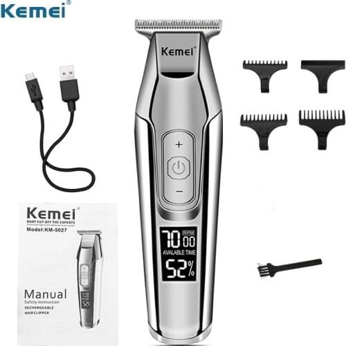Kemei professional hair clipper beard trimmer mens hair trimmer LCD digital display 0mm cordless haircut electric razor 3