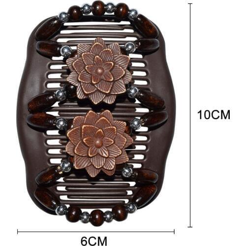 Dropshipping Magic Wooden Beads Hair Comb Elasticity Stretchy Hair Clip Women Hairstyle Accessories SMJ