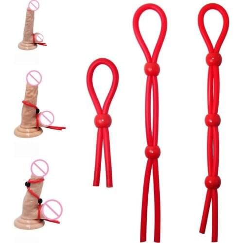 Adjustable Penis Ring Rope Sex Toys for Adult Men Silicone Ejaculation Delay Cock Scrotum Ring Male Lasting Cockring