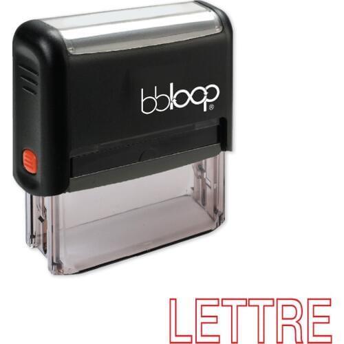 BBloop French Language "LETTRE" Self-Inking Stamp, Rectangular, Laser Engraved, RED
