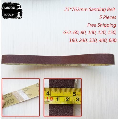 5 Pieces 25*762mm Sanding Belt For Wood 1" * 30" Sanding Screeen With Grit 60 80 120 180 240 320 400 For 25 * 762mm Belt Sander