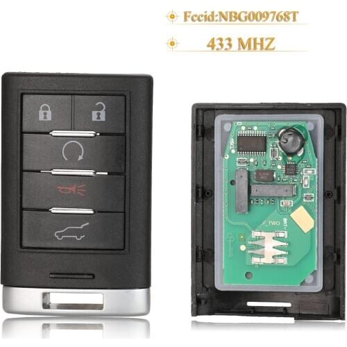 Kutery 5 Buttons Smart Remote Car Key Fob 433Mhz For Cadillac SRX 2010 2011 2012 2013 2014 NBG009768T