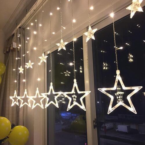 LED String Lights Pentagram Star Curtain Light Fairy Wedding Birthday Christmas Lighting Indoor Decoration Light 220V IP44