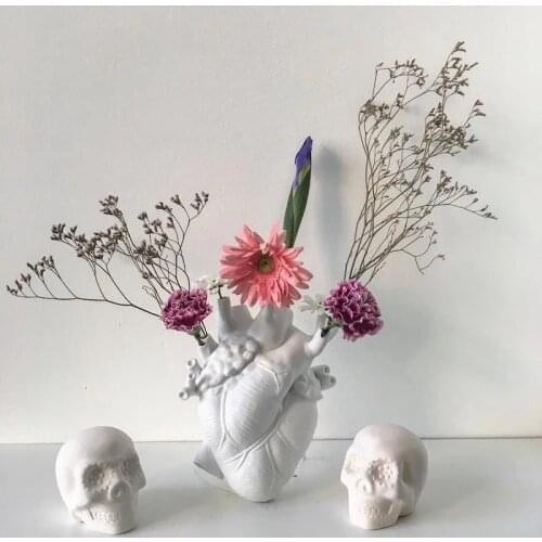 Anatomical Heart Shape Flower Vase Nordic Style Art Anatomical Sculpture Desktop Resin Plant Pot Home Decor Ornament Flower