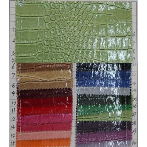 Bright surface crocodile leather fabric alligator skin pattern synthetic PU leather material