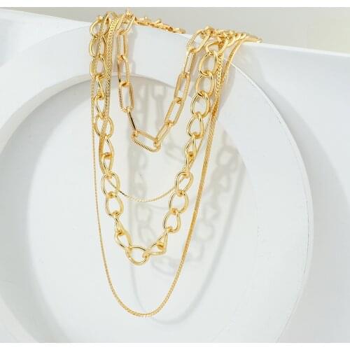 Flashbuy Fashion Multi-layer Chain Gold Color Choker Necklace for Women Snake Chain Necklace 2021 New Trend Jewelry