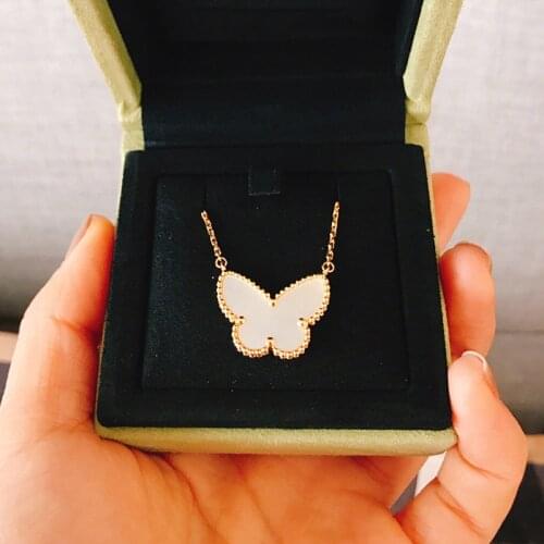 Rose Gold Stainless Steel Shell Butterfly Necklace for Women Best Quality Chain Pendants Necklaces Wedding Jewelry collares Z082