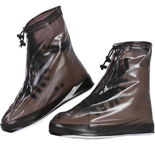 1pair Waterproof Protector Shoes Boot Cover Unisex Zipper Rain Shoe Covers High-Top Anti-Slip Rain Shoes Cases
