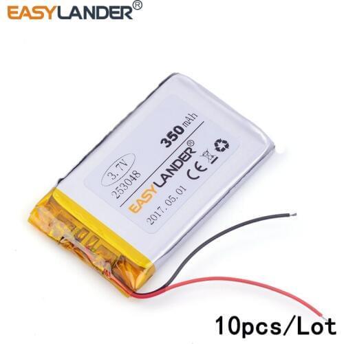 10pcs/Lot 3.7v lithium Li ion polymer rechargeable battery 253048 350mAh For MP3 MP4 GPS Digital Products
