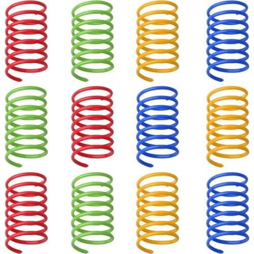12Pcs Interactive Cat Toys, Colorful Spring Cat Toy Plastic Coil Spiral Springs Toys For Cat Kitten Pets Novelty Gift-ABUX