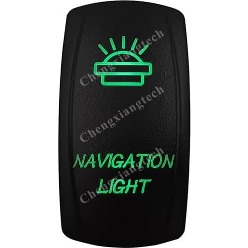 12V 24V Boat Car 5 Pin ON/OFF SPST Rocker Toggle Switch- NAVIGATION LIGHT - Green Led Waterproof IP66 for Carling ARB 4X4 NARVA