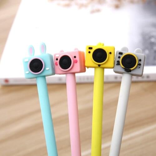 50PCS Koreas New Student Gift Cute Retro Card Camera Learning Stationery Black Neutral Pen Office Signature Pen