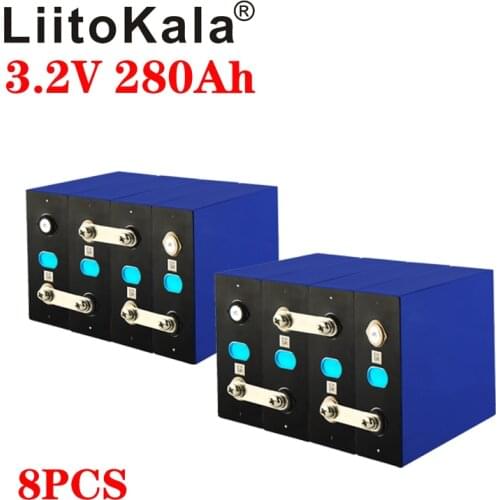 8pcs LiitoKala LiFePO4 3.2V 280Ah Cells for 24V 280Ah Lifepo4 Battery Home Solar Energy Storage With Bus Bars
