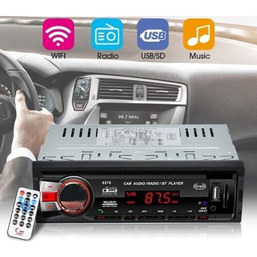 20Pcs/Lot Bluetooth Car In-Dash FM Stereo Audio Input Receiver SD USB MP3 Radio 8278 (Color: Black)