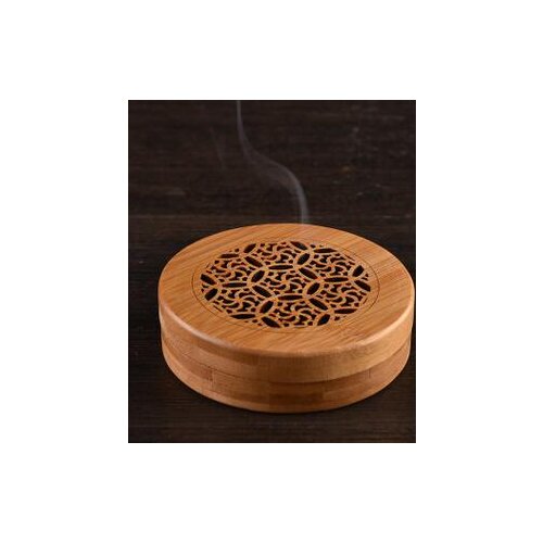 1PC Bamboo Incense Box Sandalwood Furnace Coil Incense Burner Holder 4 Styles