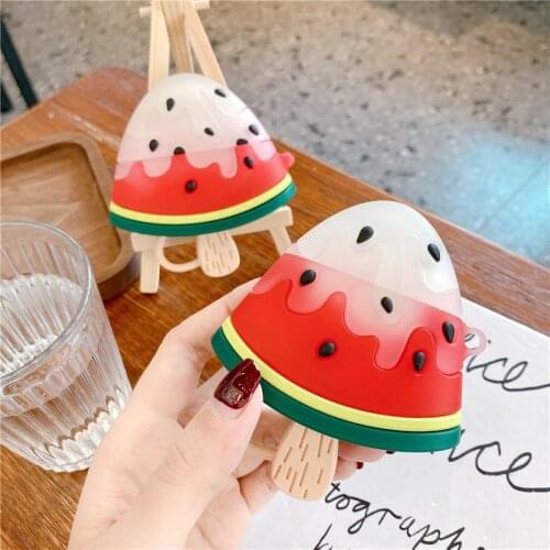 3D watermelon popsicles headset case For airpods 1 2 pro 3 charging box summer Cool Soft silicone headset protective cover