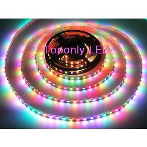 DC5V 2812IC Digital Flexible LED Strip IP68 Waterproof SMD5050 RGB Ribbon Light 60leds/m 3m/reel 10reel/lot DHL freeshipping