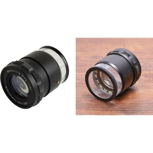 10X Illuminated Focus Adjustable Cylindrical Loupe Measuring Magnifier with Multi Scale Precision Calibration