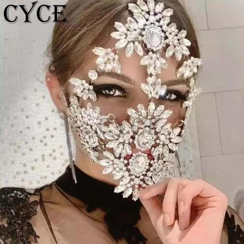 INS Exaggerated Luxury Crystal Masquerade Mask Decoration Festival Face Jewelry For Women Show Rhinestone Beauty Mask Accessory