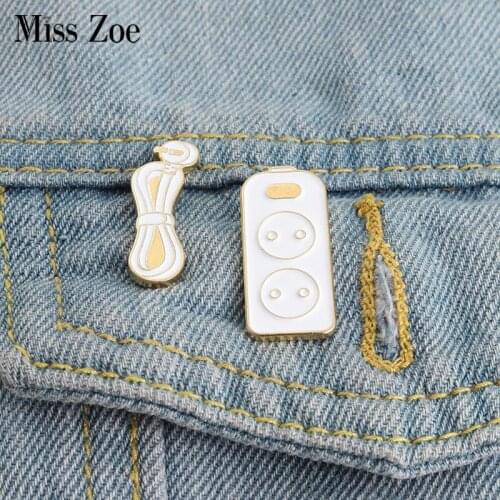 Wire Plugboard Enamel Pins Household Necessities Cute Bag Brooch Lapel Badge Cartoon Jewelry Gift for Kids Friends