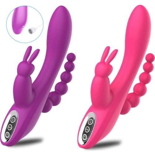 3 in 1 G Spot Rabbit Dildo Vibrator Orgasm Adult Toys Powerful USB Charging Magnetic Waterproof Masturbation Sex Toys for Women