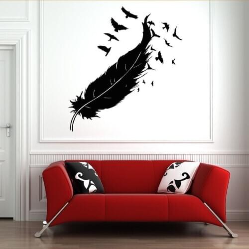 Art Wall Decals Feather Wall Stickers Home Decors Living Room Wall Ornament Window Decor Beauty salon Pattern Removable B221