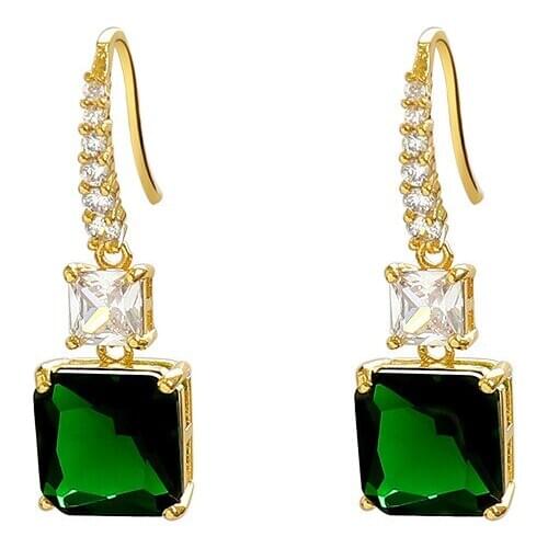 Emerald square Zirconia Earrings elegant atmosphere retro baroque style earrings