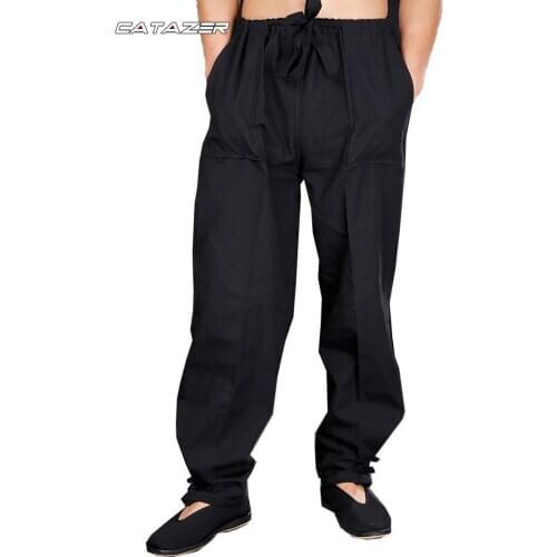 Chinese Wushu Kung Fu Pants Martial Arts Tai Chi Wing Chun Trousers 100% Cotton Sports Casual Tang Suit Pants